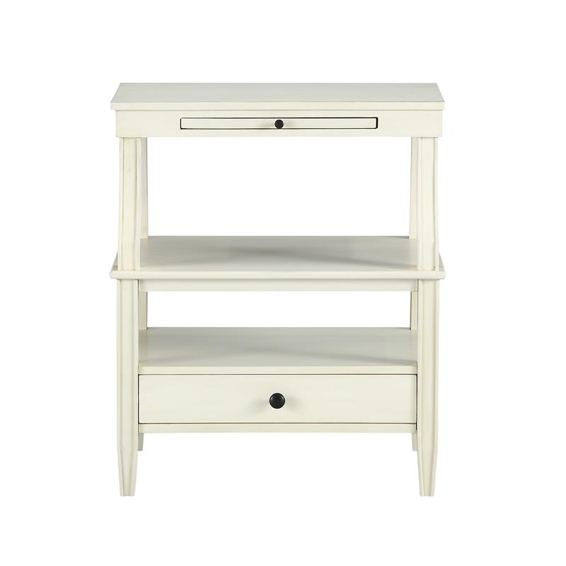 Comfort Pointe Newton Wood Storage Nightstand in Antique White - Set of 2