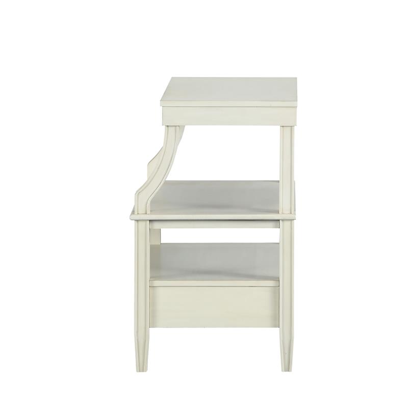 Comfort Pointe Newton Wood Storage Nightstand in Antique White - Set of 2