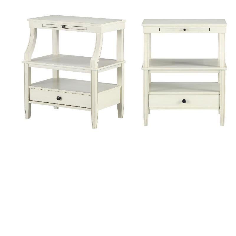Comfort Pointe Newton Wood Storage Nightstand in Antique White - Set of 2