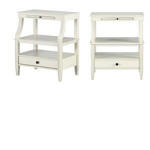 Comfort Pointe Newton Wood Storage Nightstand in Antique White - Set of 2