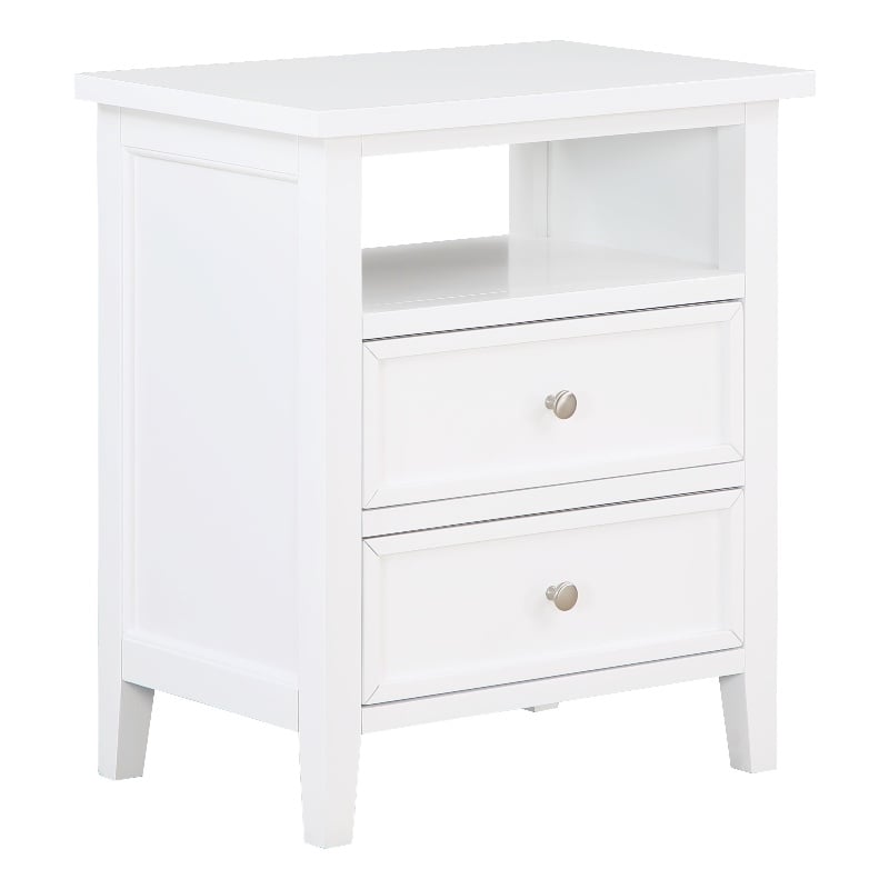 Comfort Pointe Walker 2-Drawer Wood Nightstand in White - Set of 2