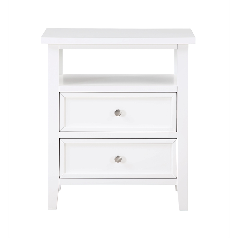 Comfort Pointe Walker 2-Drawer Wood Nightstand in White - Set of 2