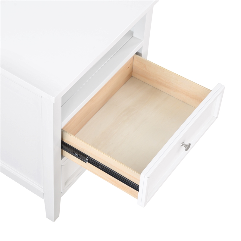 Comfort Pointe Walker 2-Drawer Wood Nightstand in White - Set of 2