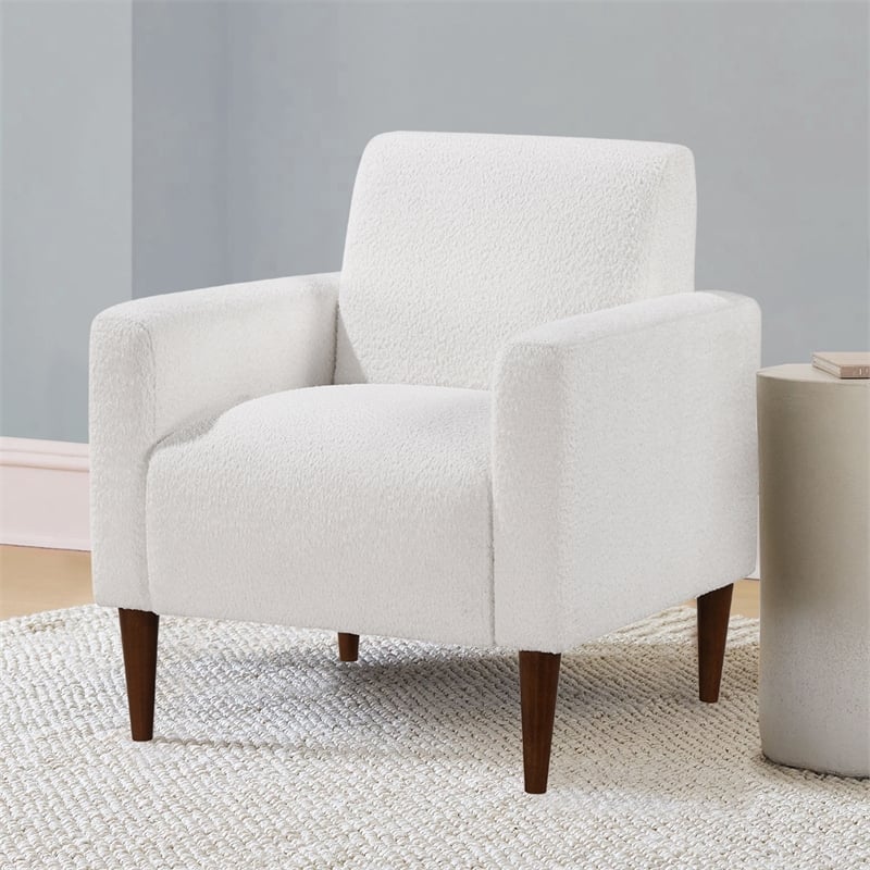 Comfort Pointe Cumulus White Boucle Fabric Modern Style Arm Chair