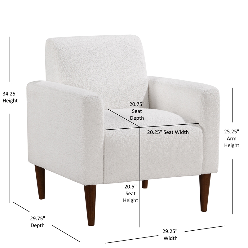 Comfort Pointe Cumulus White Boucle Fabric Modern Style Arm Chair