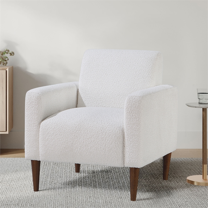 Comfort Pointe Cumulus White Boucle Fabric Modern Style Arm Chair