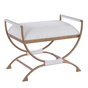 Comfort Pointe Norwich 19.75&quot Upholstered Fabric & Metal Bench in White