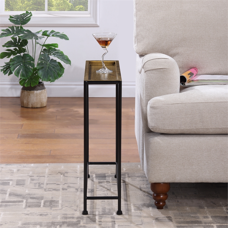 Comfort Pointe Tivoli Tray Top Modern Metal Accent Table in Antique Brass/Bronze