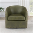 Comfort Pionte Tyler Fern Green Faux Leather Swivel Arm Chair