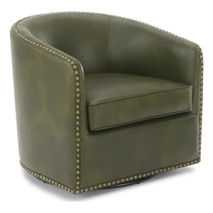 Comfort Pionte Tyler Fern Green Faux Leather Swivel Arm Chair