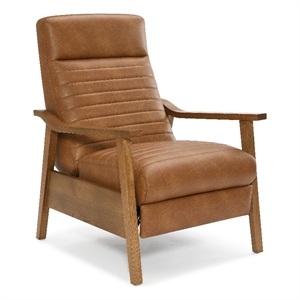 comfort pointe arthur faux leather wood arm push back recliner