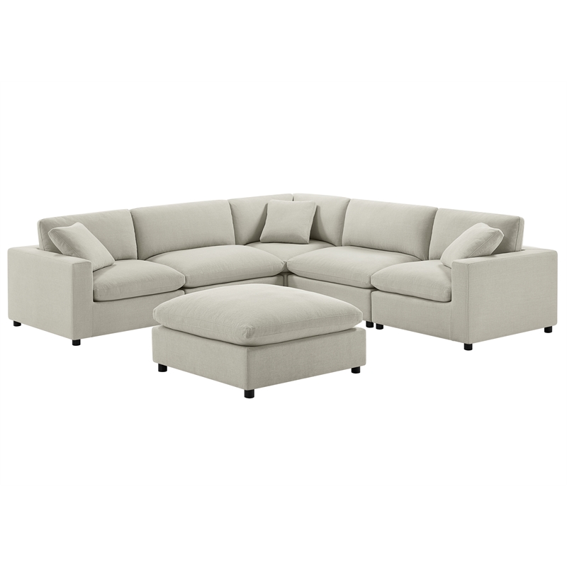 Comfort Pointe Casella Modular Beige Polyester Fabric 6-Piece Sectional