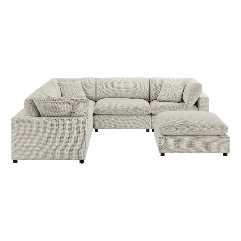 Comfort Pointe Casella Modular Beige Polyester Fabric 6-Piece Sectional