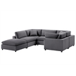 Comfort Pointe Casella Modular Charcoal Polyester Fabric 6-Piece Sectional