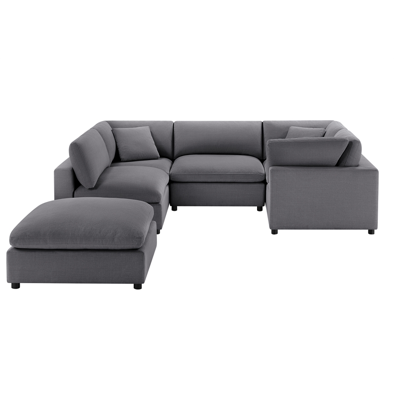 Comfort Pointe Casella Modular Charcoal Polyester Fabric 6-Piece Sectional