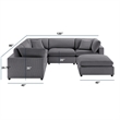 Comfort Pointe Casella Modular Charcoal Polyester Fabric 6-Piece Sectional