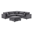 Comfort Pointe Casella Modular Charcoal Polyester Fabric 6-Piece Sectional