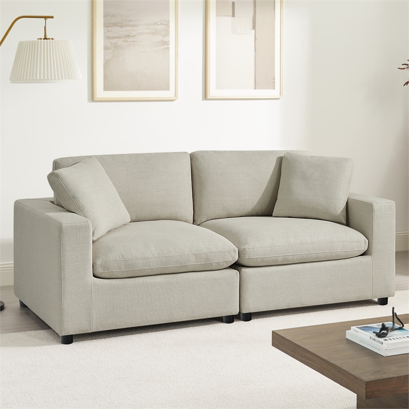 Comfort Pointe Casella Modular Beige Polyester Fabric 2-Piece Sofa
