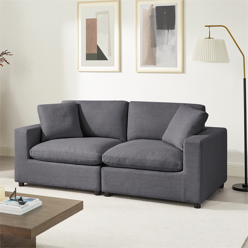 Comfort Pointe Casella Modular Charcoal Polyester Fabric 2-Piece Sofa