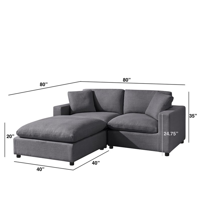 Comfort Pointe Casella Modular Charcoal Fabric 3-piece Chofa