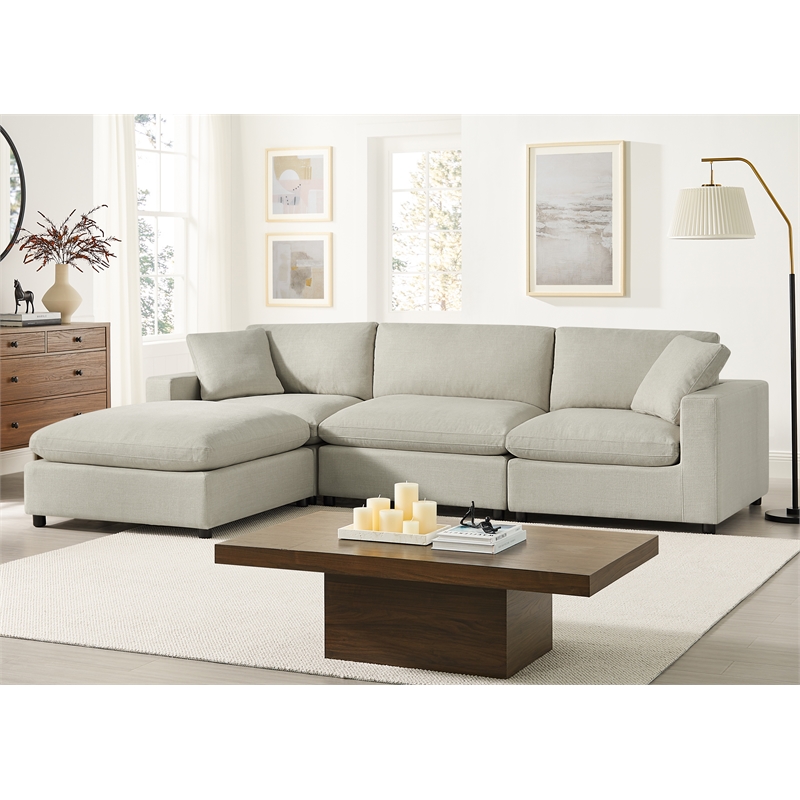 Comfort Pointe Casella Modular Beige Fabric 4-Piece XL Chofa Sectional