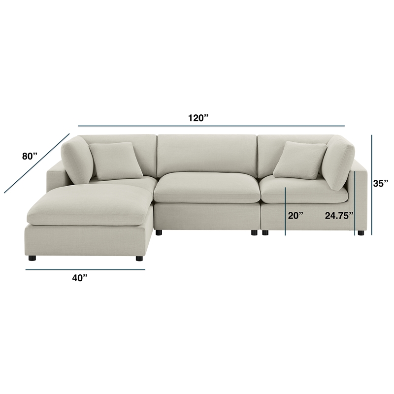 Comfort Pointe Casella Modular Beige Fabric 4-Piece XL Chofa Sectional