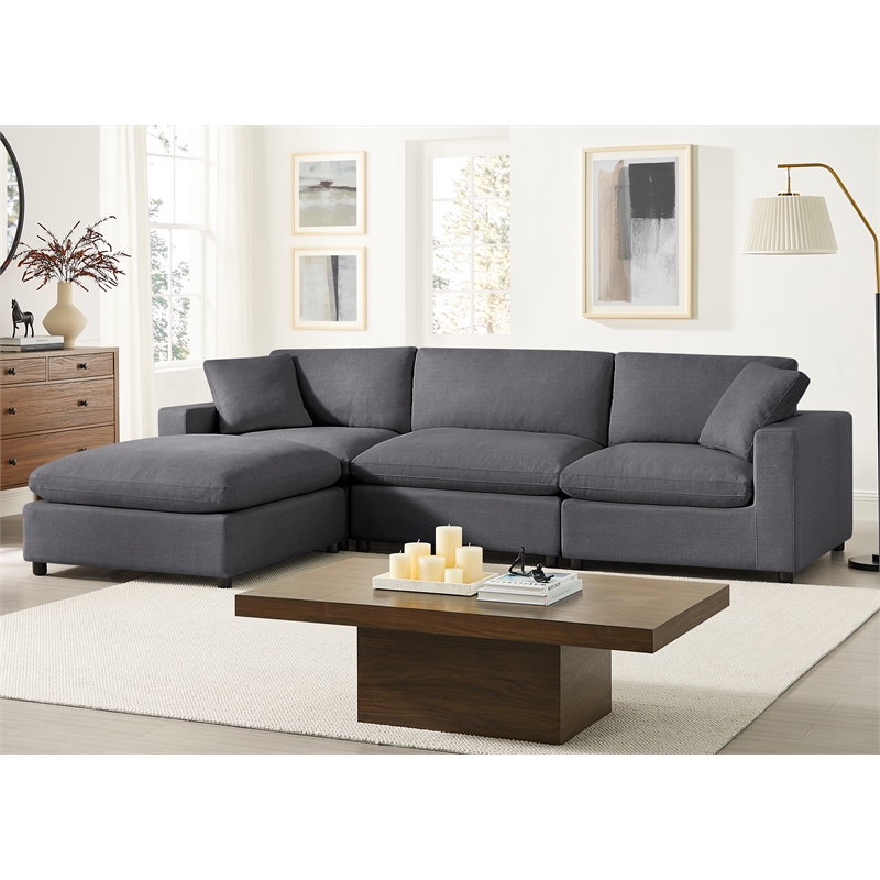 Comfort Pointe Casella Modular Charcoal Fabric 4-Piece XL Chofa Sectional