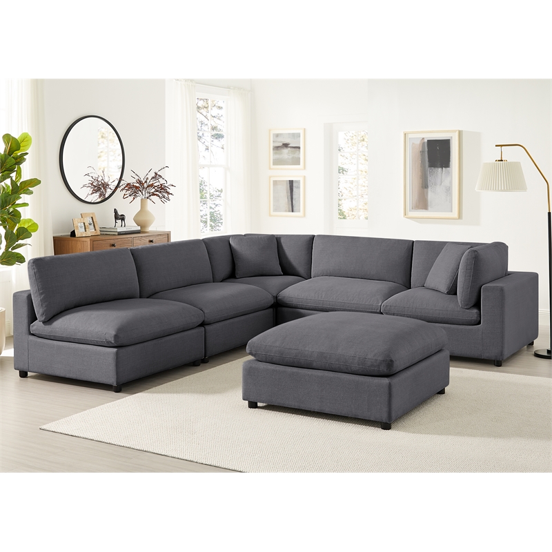 Comfort Pointe Casella Modular Charcoal Fabric 6-Piece Nest Sectional