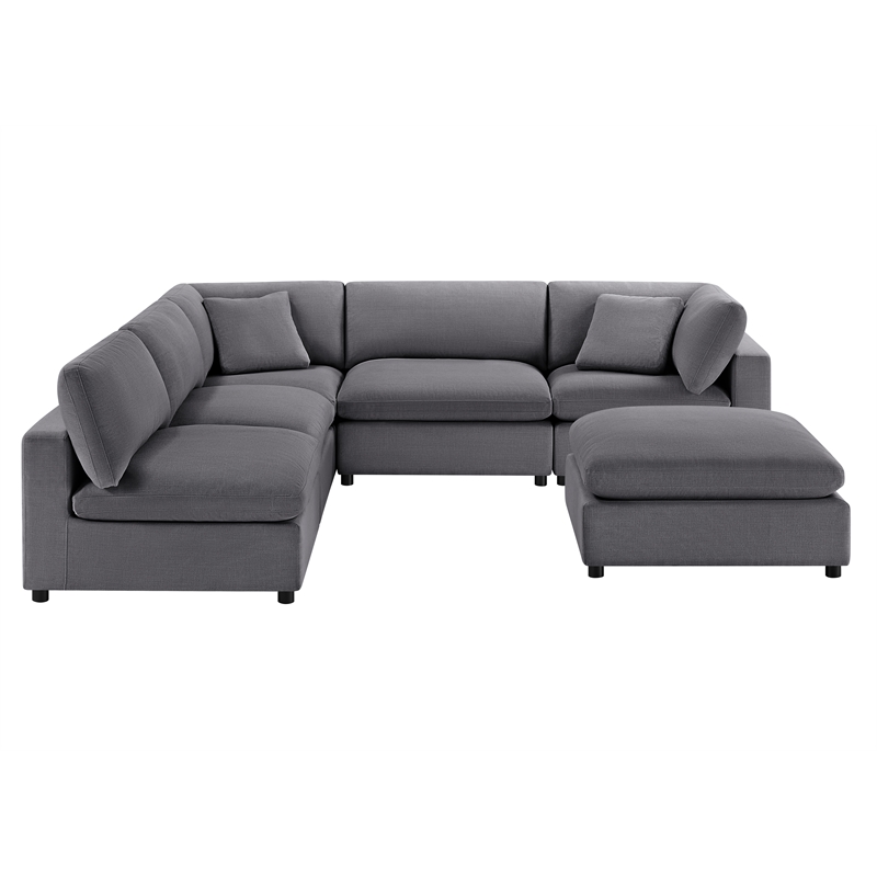 Comfort Pointe Casella Modular Charcoal Fabric 6-Piece Nest Sectional