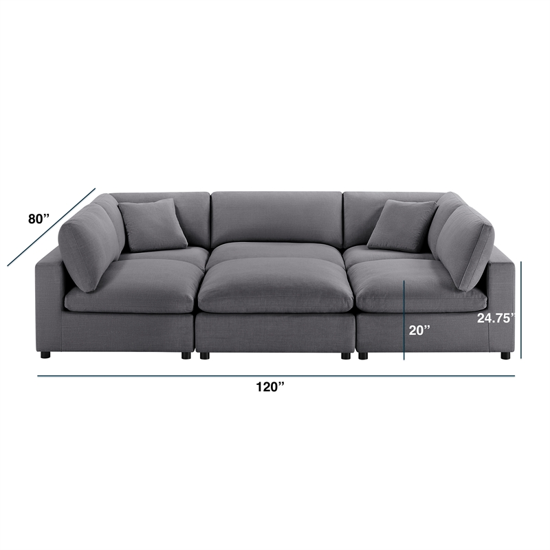 Comfort Pointe Casella Modular Charcoal Fabric 6-Piece Nest Sectional