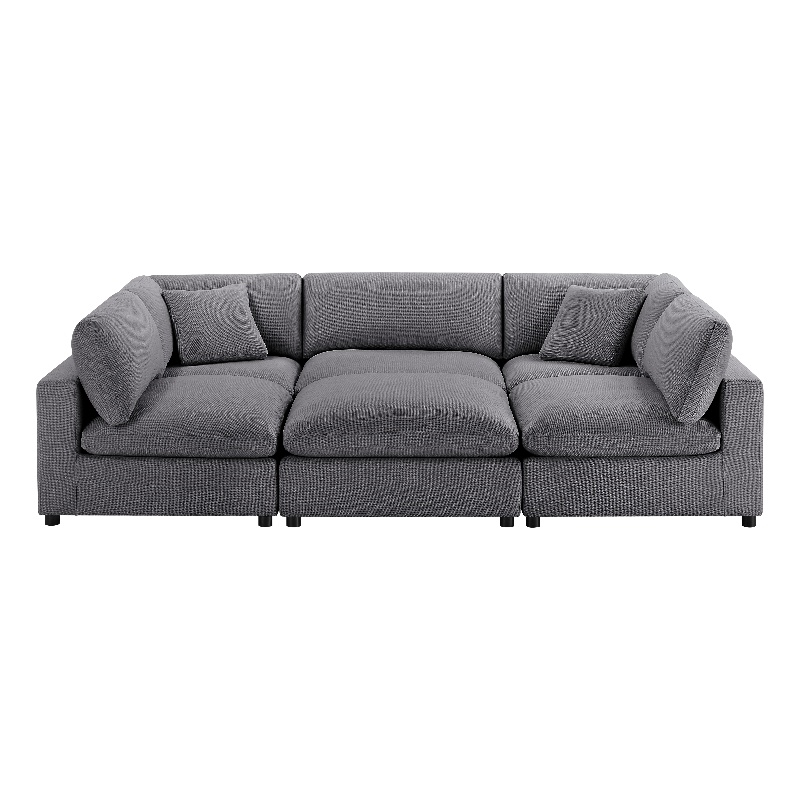 Comfort Pointe Casella Modular Charcoal Fabric 6-Piece Nest Sectional