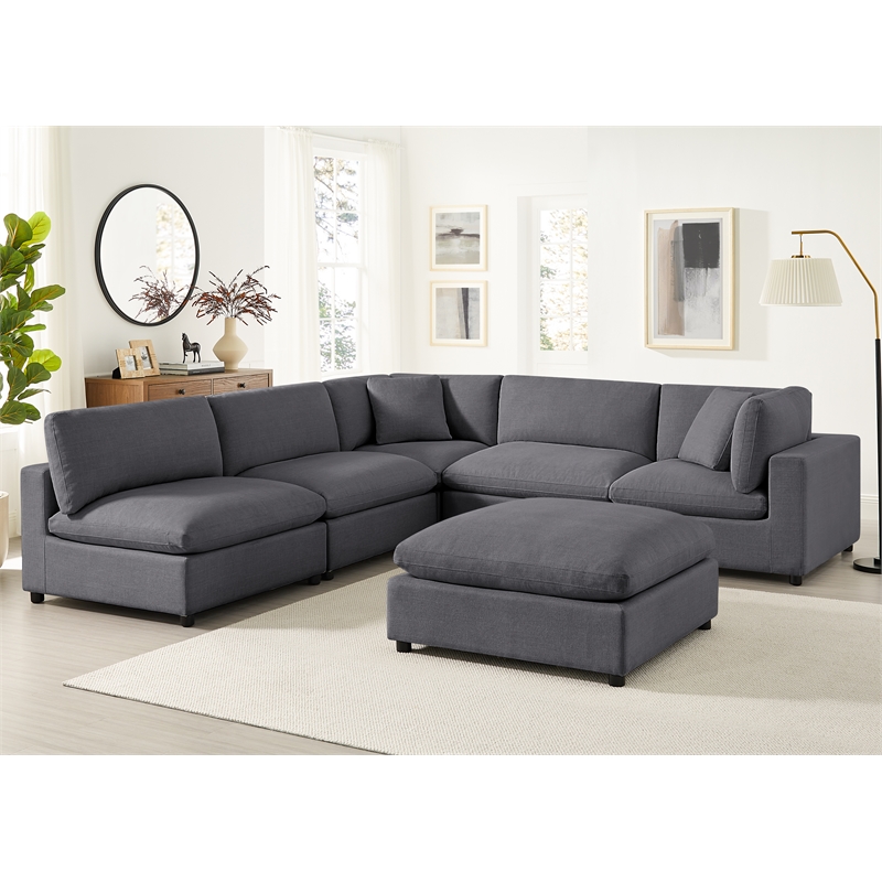 Comfort Pointe Casella Charcoal Fabric Extra Large 40 in. Square Ottoman