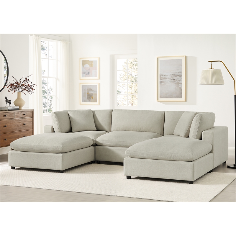 Comfort Pointe Casella Modular Beige Fabric 5-Piece XL Chofa Sectional
