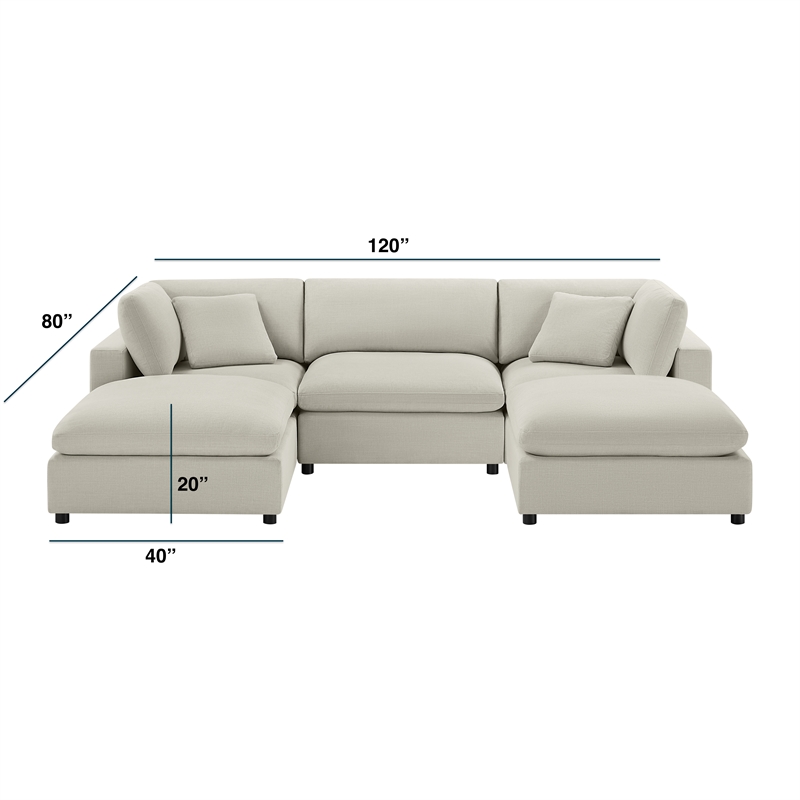 Comfort Pointe Casella Modular Beige Fabric 5-Piece XL Chofa Sectional