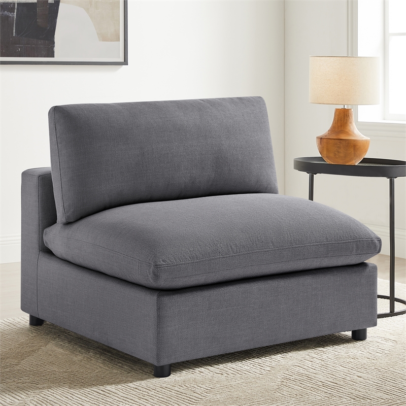 Comfort Pointe Casella Charcoal Fabric Armless Slipper Accent Chair