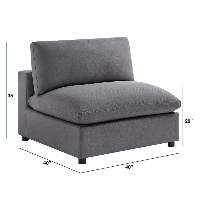 Comfort Pointe Casella Charcoal Fabric Armless Slipper Accent Chair