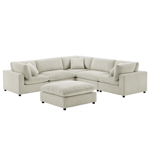 Comfort Pointe Casella Modular Beige Corduroy Fabric 6-Piece Sectional