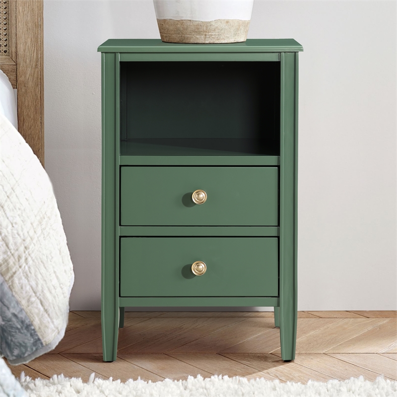 Comfort Pointe Winsley 2-drawer Vintage Green Painted Wood Storage Nightstand