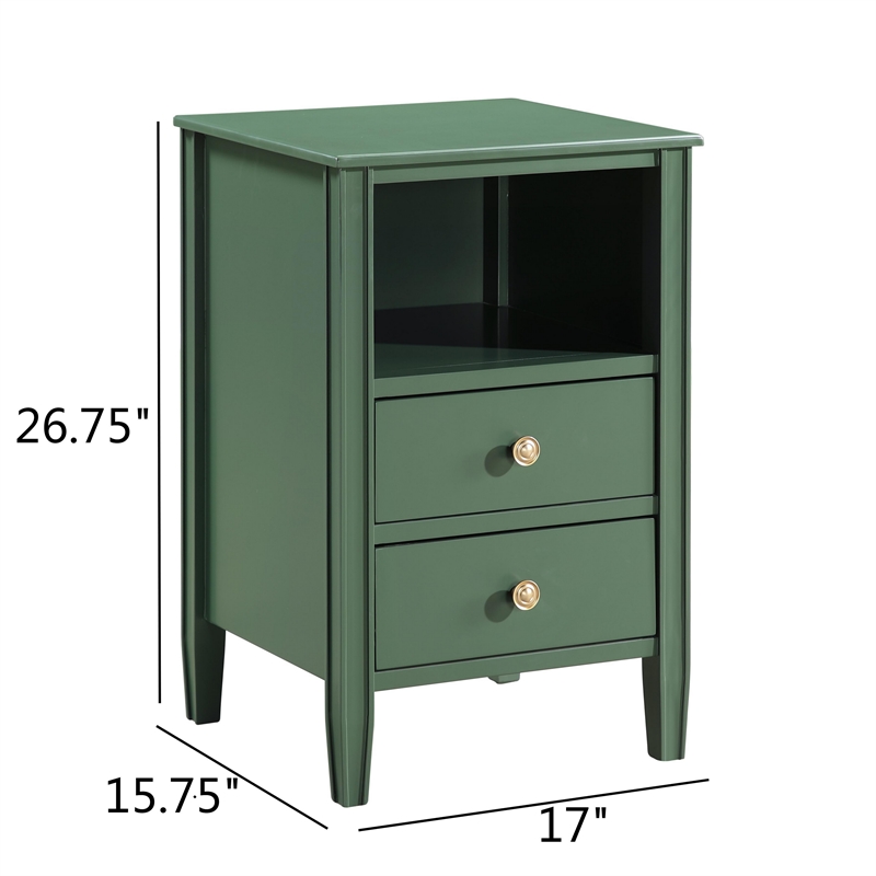 Comfort Pointe Winsley 2-drawer Vintage Green Painted Wood Storage Nightstand