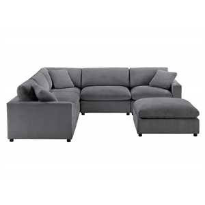 Comfort Pointe Casella Modular Charcoal Corduroy Fabric 6-Piece Sectional