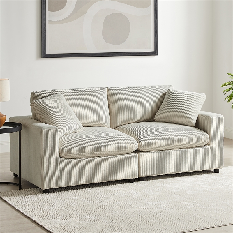 Comfort Pointe Casella Modular Beige Corduroy Fabric 2-Piece Sofa