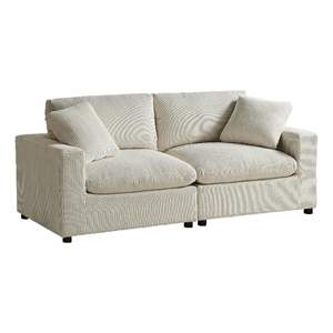 Comfort Pointe Casella Modular Beige Corduroy Fabric 2-Piece Sofa
