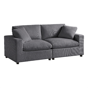 Comfort Pointe Casella Modular Charcoal Corduroy Fabric 2-Piece Sofa
