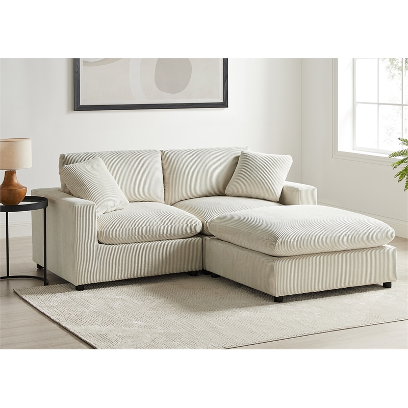Comfort Pointe Casella Modular Beige Corduroy Fabric 3-piece Chofa