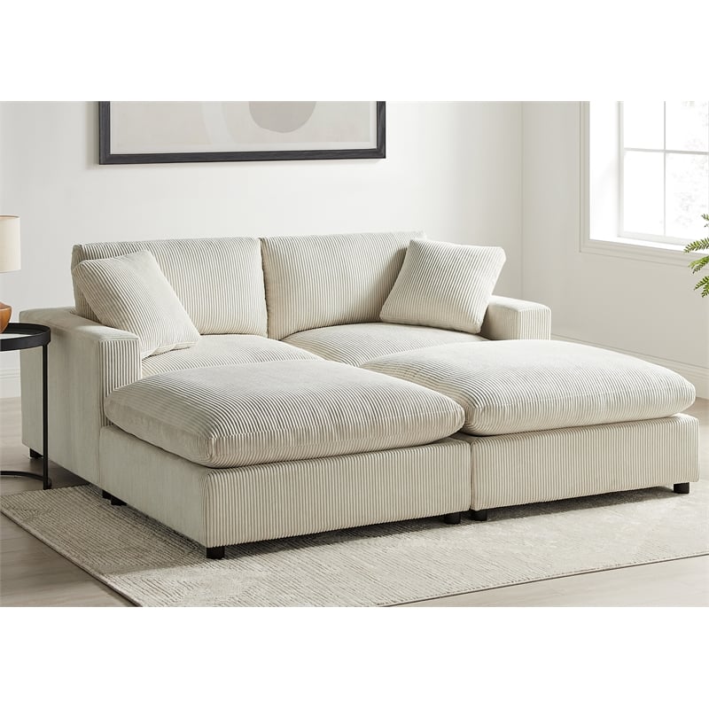 Comfort Pointe asella Modular Beige Corduroy Fabric 4-Piece Chofa