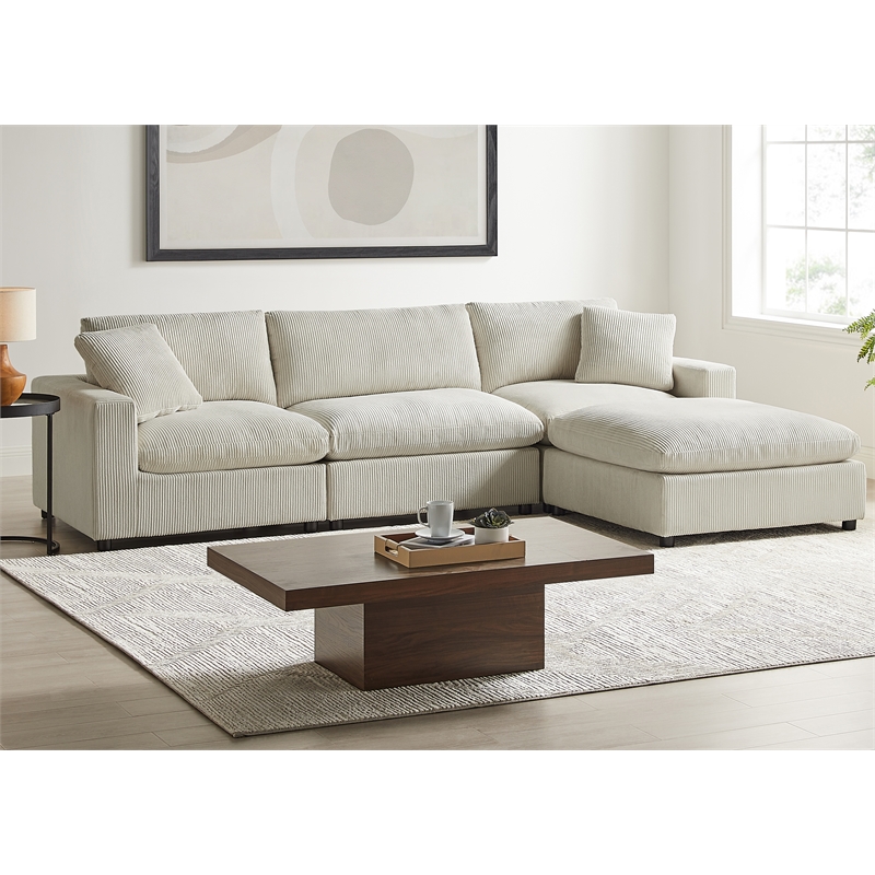 Comfort Pointe Casella Modular Beige Corduroy Fabric 4-Piece XL Chofa Sectional
