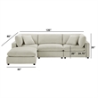 Comfort Pointe Casella Modular Beige Corduroy Fabric 4-Piece XL Chofa Sectional