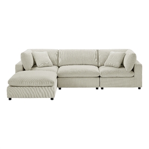 Comfort Pointe Casella Modular Beige Corduroy Fabric 4-Piece XL Chofa Sectional