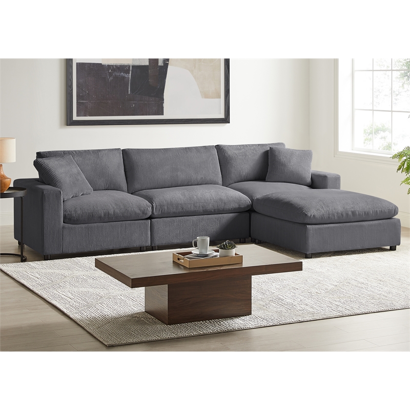 Comfort Pointe Casella Modular Charcoal Corduroy Fabric 4-Piece XL Chofa