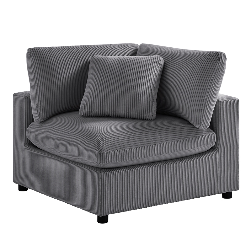 Comfort Pointe Casella Modular Charcoal Corduroy Fabric 6-Piece Nest Sectional